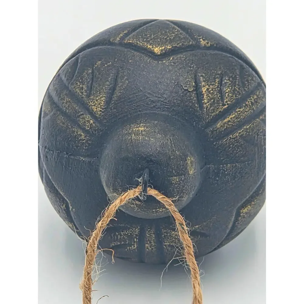 Upcycled Carved Ornament – Vintage‑Style Holiday Decor, Black & Gold Christmas